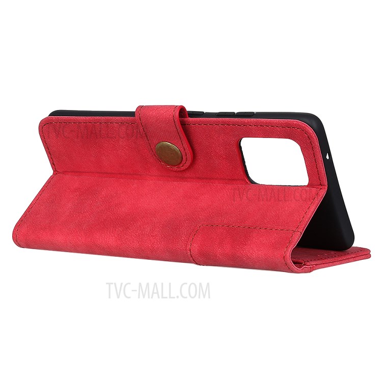 Retro Style Leather Case Wallet Stand Phone Cover for Samsung Galaxy A71 - Red-9