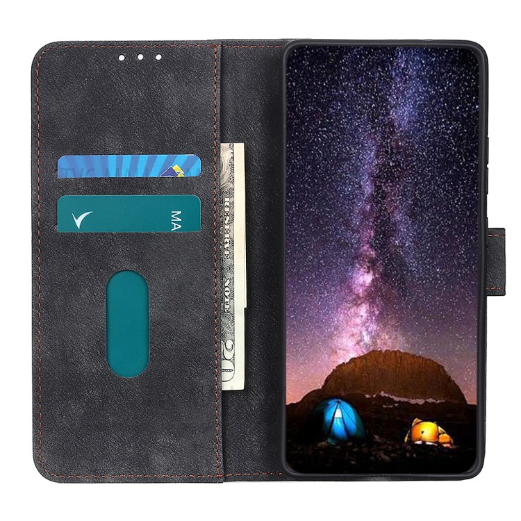 Retro Phone Cover PU Leather Wallet Protection Shell for Samsung Galaxy A51 - Black-5