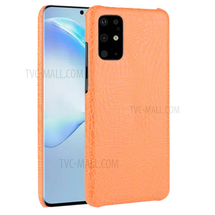 Crocodile Skin PU Leather Coated Hard PC Shell for Samsung Galaxy S20 5G - Orange-1