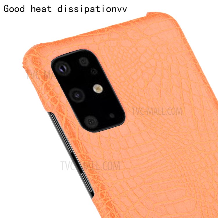 Crocodile Skin PU Leather Coated Hard PC Shell for Samsung Galaxy S20 5G - Orange-5