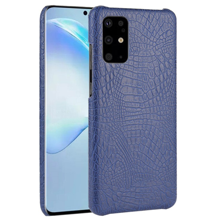 Crocodile Skin PU Leather Coated Hard PC Shell for Samsung Galaxy S20 5G - Dark Blue-1