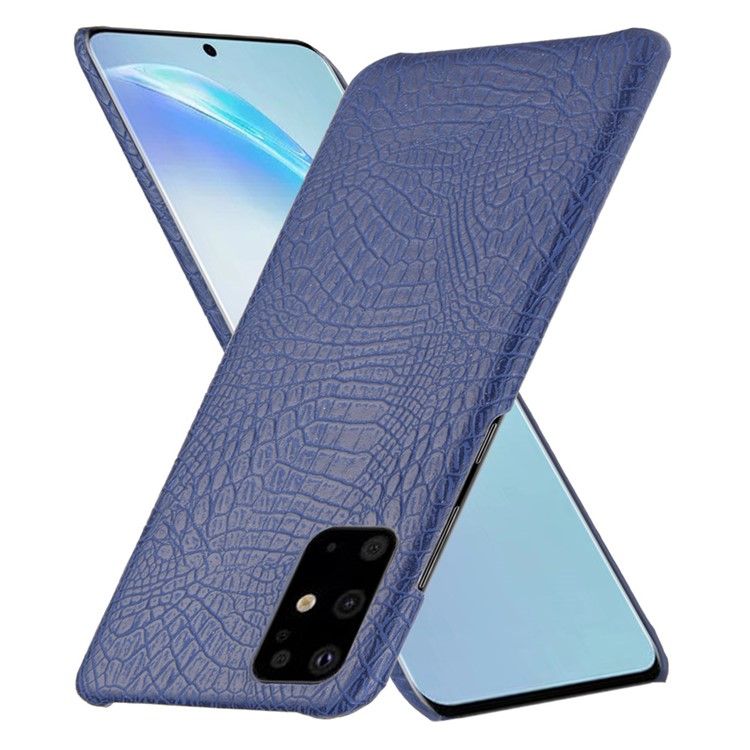Crocodile Skin PU Leather Coated Hard PC Shell for Samsung Galaxy S20 5G - Dark Blue-2