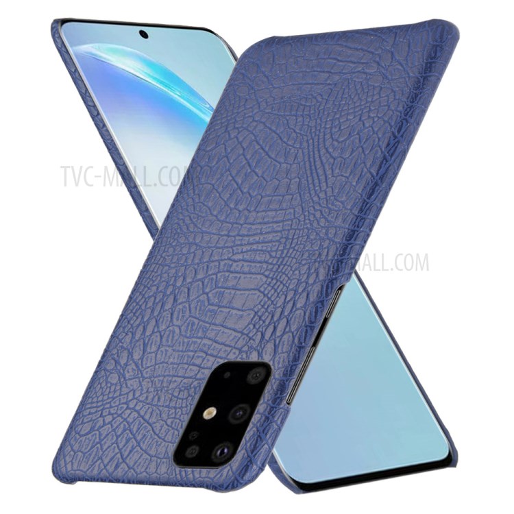 Crocodile Skin in Pelle PC Rivestita Per PC Con Rivestimento Per Samsung Galaxy S20 Plus / S20 Più 5G - Blu Scuro-2