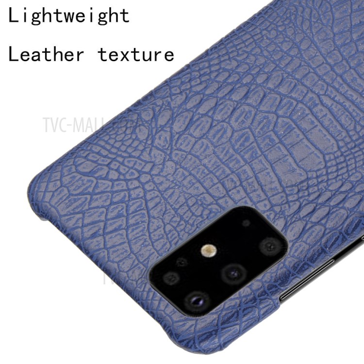 Crocodile Skin in Pelle PC Rivestita Per PC Con Rivestimento Per Samsung Galaxy S20 Plus / S20 Più 5G - Blu Scuro-4