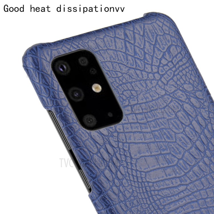 Crocodile Skin in Pelle PC Rivestita Per PC Con Rivestimento Per Samsung Galaxy S20 Plus / S20 Più 5G - Blu Scuro-5