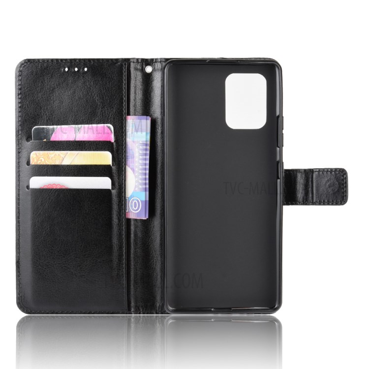 Crazy Horse Leather Wallet Phone Case Cover for Samsung Galaxy A91 / M80S / S10 Lite - Black-4