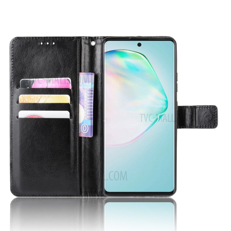 Crazy Horse Leather Wallet Phone Case Cover for Samsung Galaxy A91 / M80S / S10 Lite - Black-5