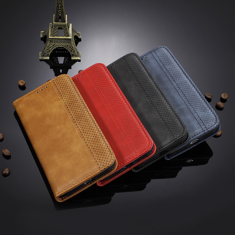 Case de Teléfono de la Billetera de Cuero de Estilo Vintage Para Samsung Galaxy A81/M60S/Note 10 Lite - Negro