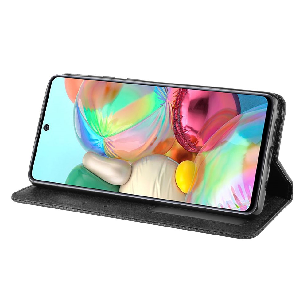 Vintage Style Leather Wallet Stand Phone Case for Samsung Galaxy A81/M60S/Note 10 Lite - Black-6