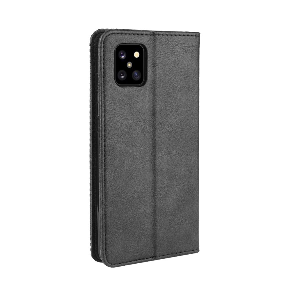 Case de Teléfono de la Billetera de Cuero de Estilo Vintage Para Samsung Galaxy A81/M60S/Note 10 Lite - Negro