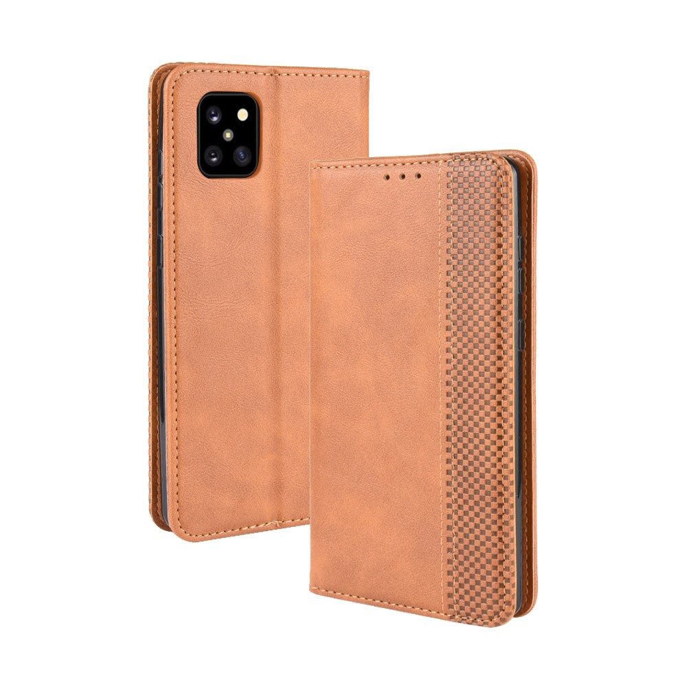 Vintage Style Leather Wallet Stand Phone Case for Samsung Galaxy A81/M60S/Note 10 Lite - Brown-2