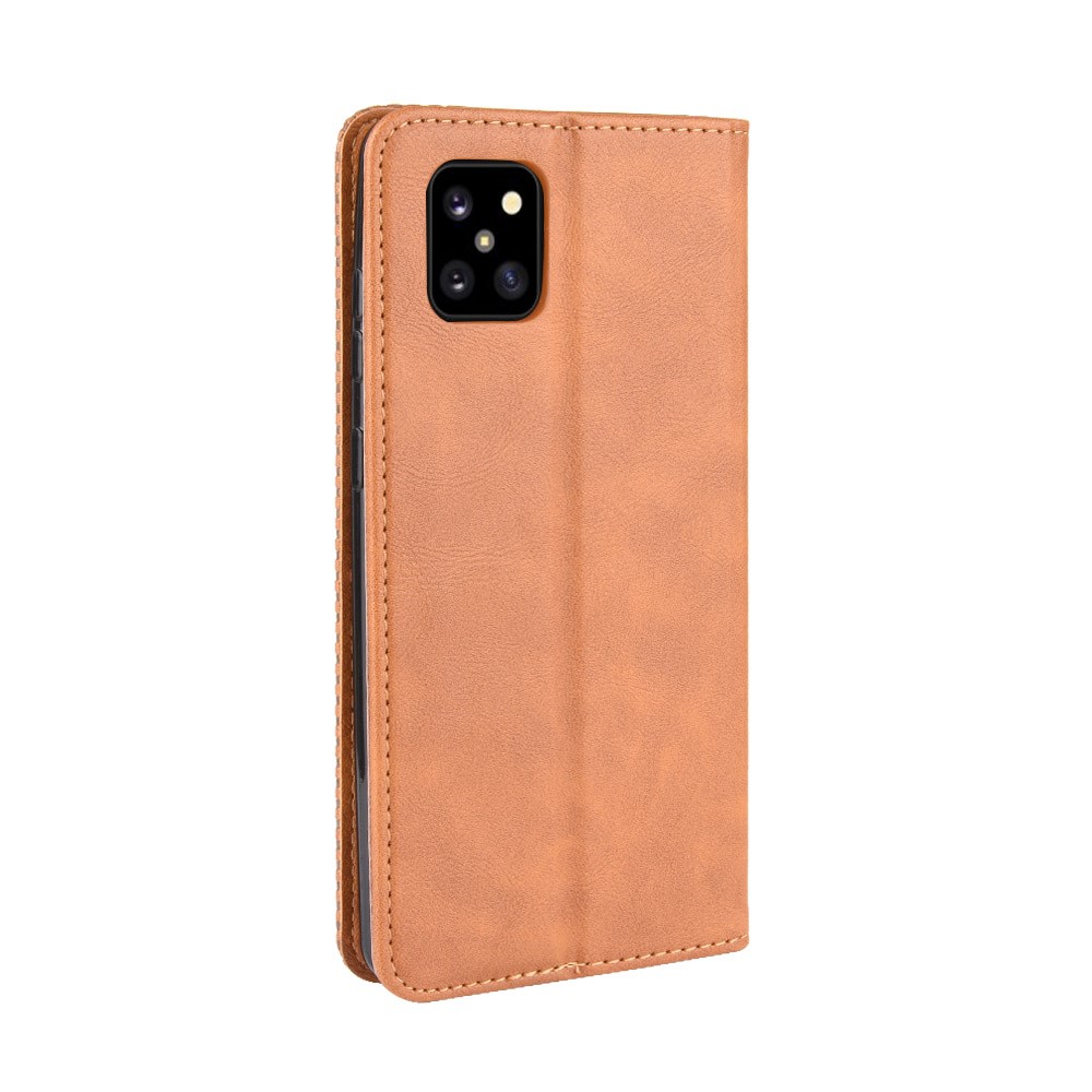 Vintage Style Leather Wallet Stand Phone Case for Samsung Galaxy A81/M60S/Note 10 Lite - Brown-7
