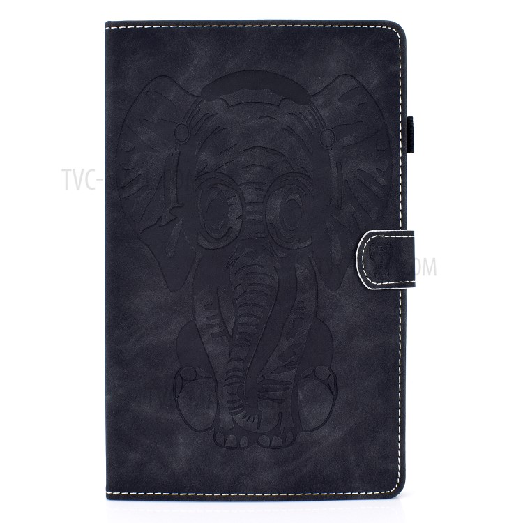 Imprint Elephant Pattern Leather Stand Tablet Cover for Samsung Galaxy Tab A 10.5 (2018) T590 T595 - Black-3