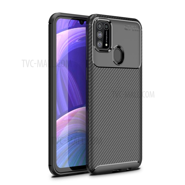 Drop Resistant Carbon Fiber TPU Case for Samsung Galaxy M31 - Black-1