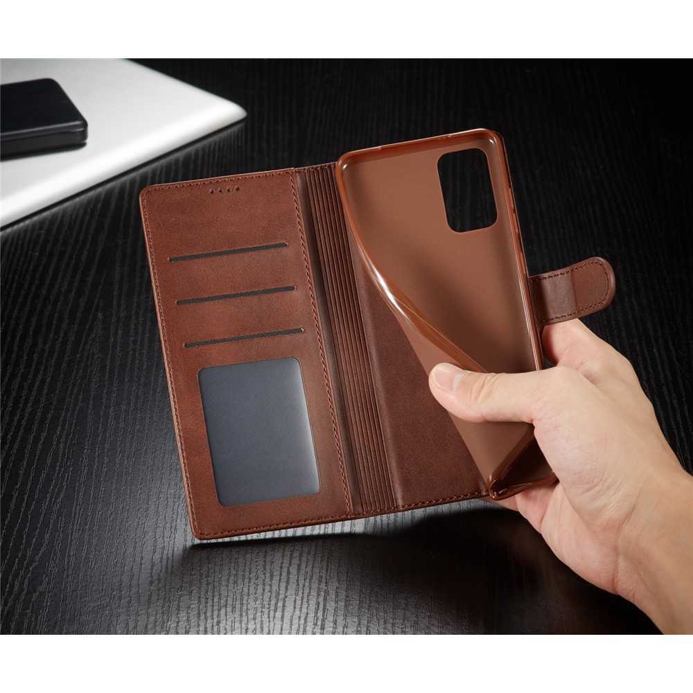 LC.IMEEKE Leather Wallet Case for Samsung Galaxy S20 - Coffee-15