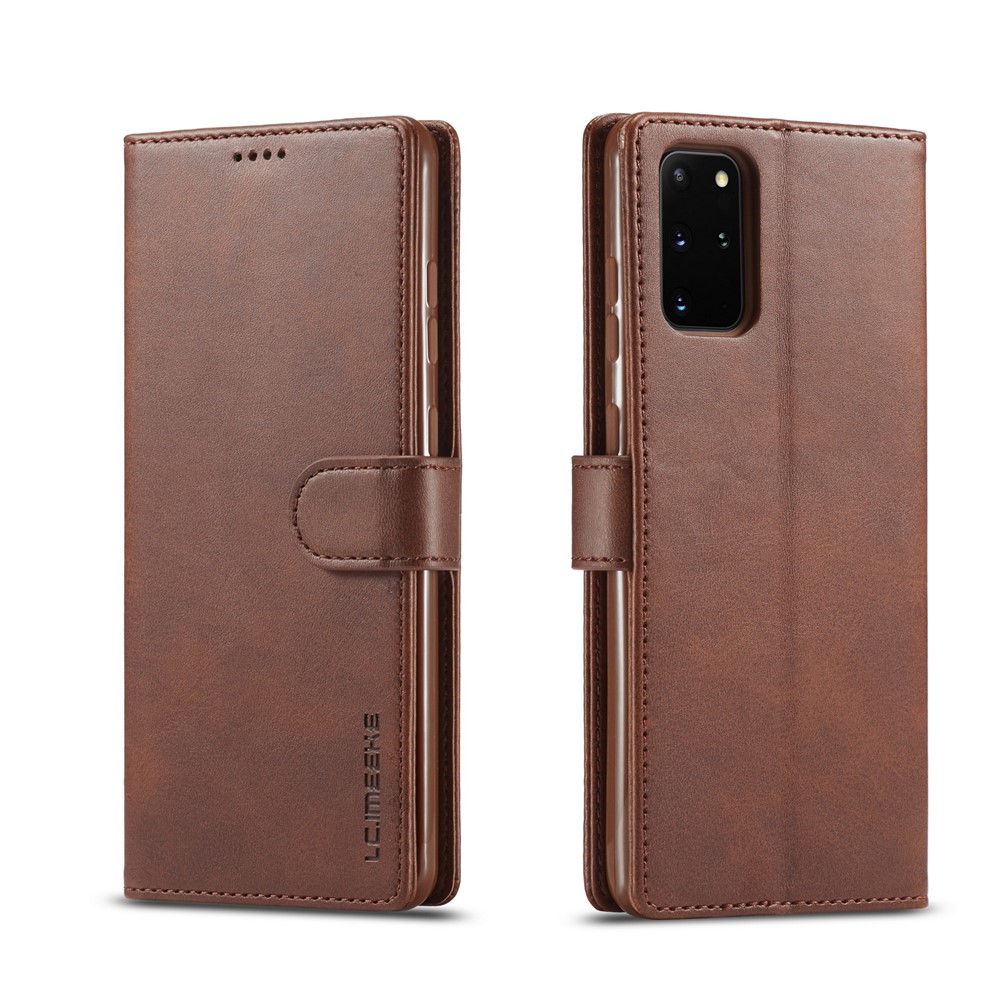 LC.IMEEKE Leather Wallet Stand Case for Samsung Galaxy S20 Plus - Coffee-1