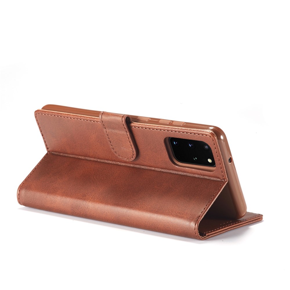 LC.IMEEKE Leather Wallet Stand Case for Samsung Galaxy S20 Plus - Coffee-7