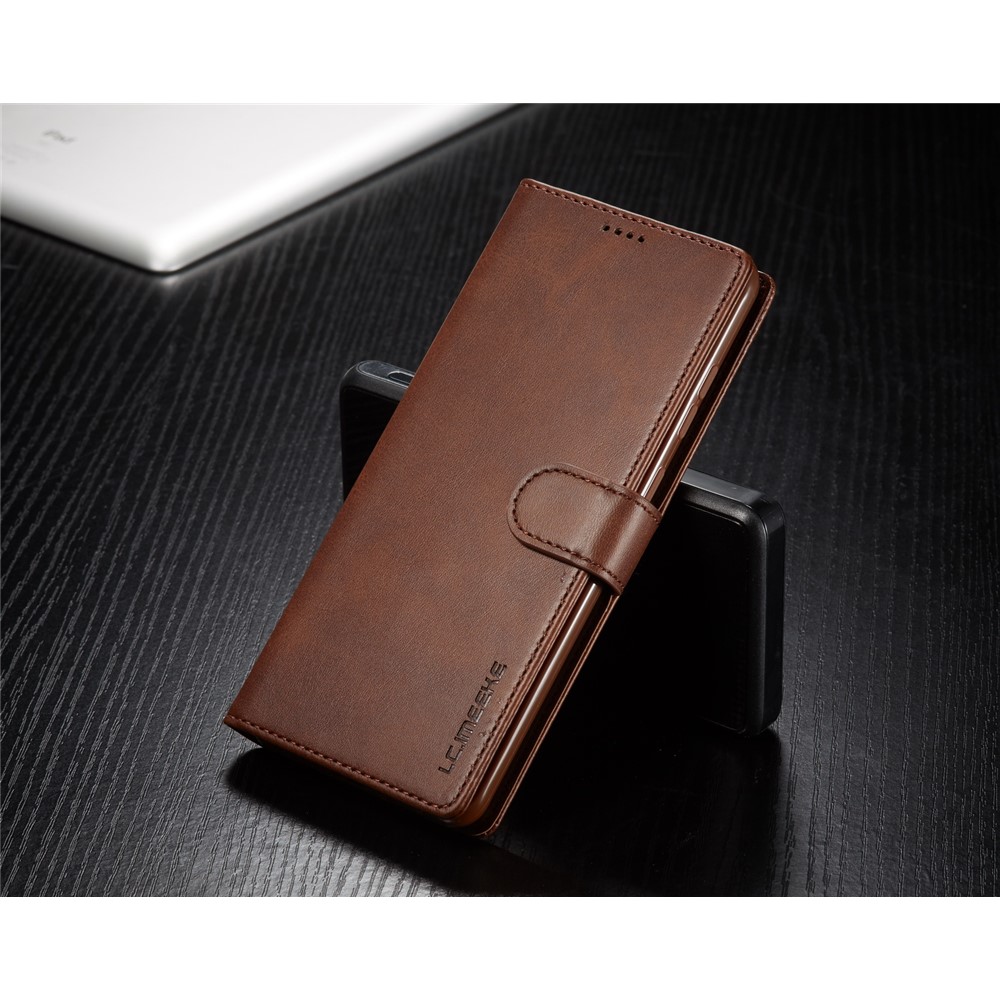 LC.IMEEKE Leather Wallet Stand Case for Samsung Galaxy S20 Plus - Coffee-9