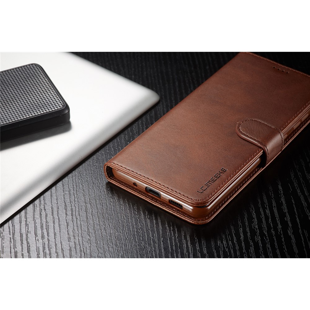 LC.IMEEKE Wallet Leather Stand Case for Samsung Galaxy S20 Ultra - Coffee-13