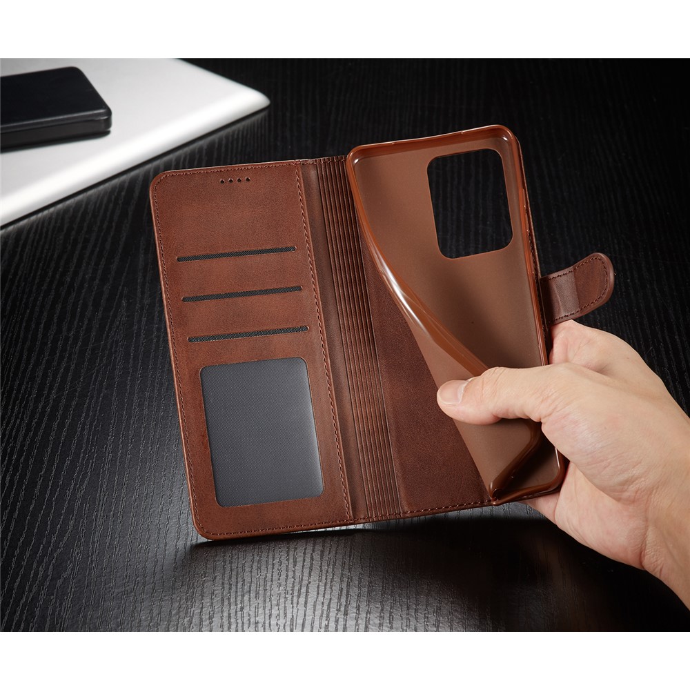 LC.IMEEKE Wallet Leather Stand Case for Samsung Galaxy S20 Ultra - Coffee-15