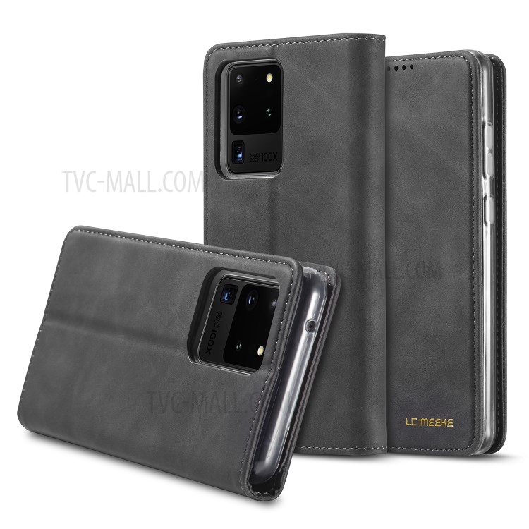 LC.IMEEKE LC-002 Wallet Leather Stand Case for Samsung Galaxy S20 Ultra - Black-1