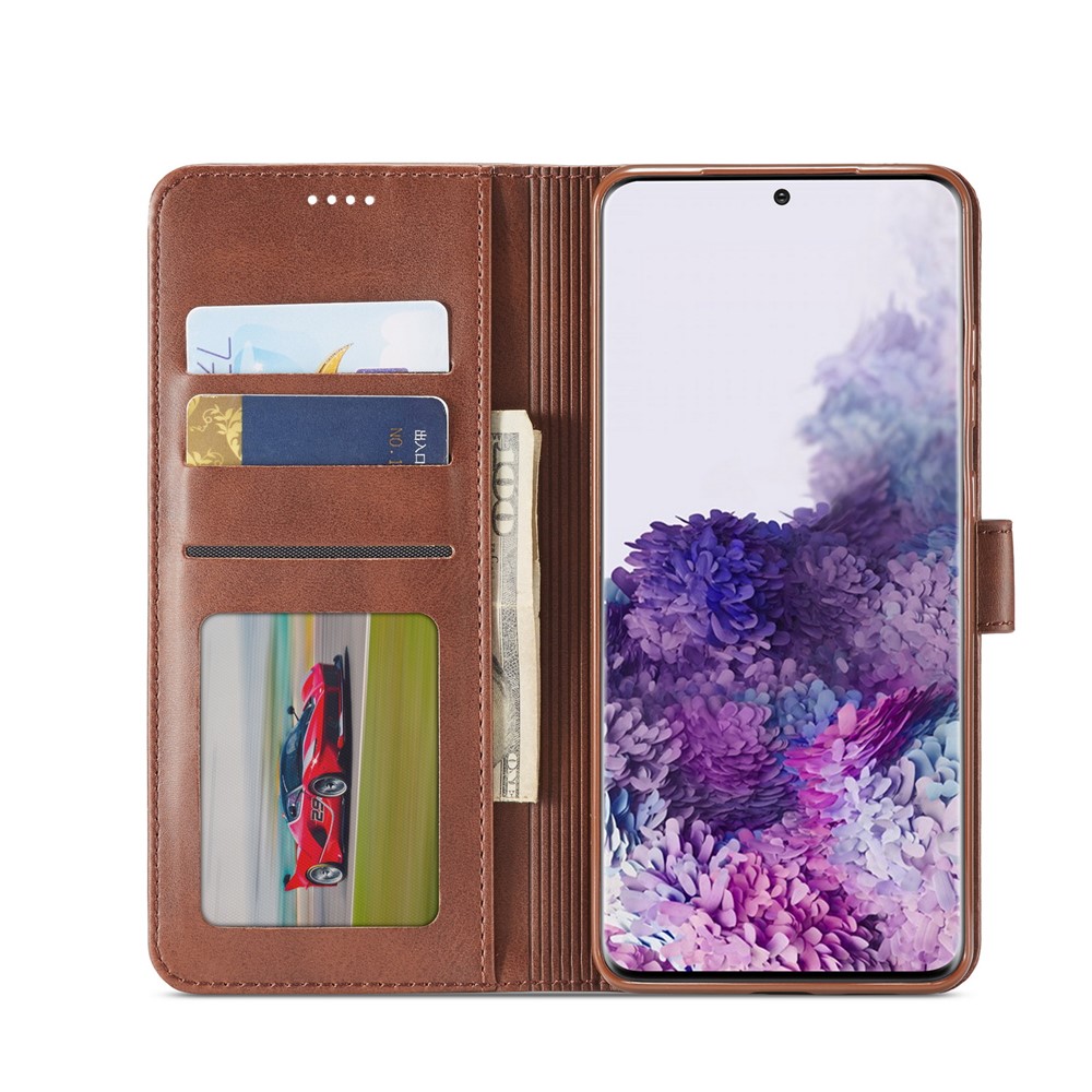 LC.IMEEKE Leather Wallet Case for Samsung Galaxy A71 - Coffee-3