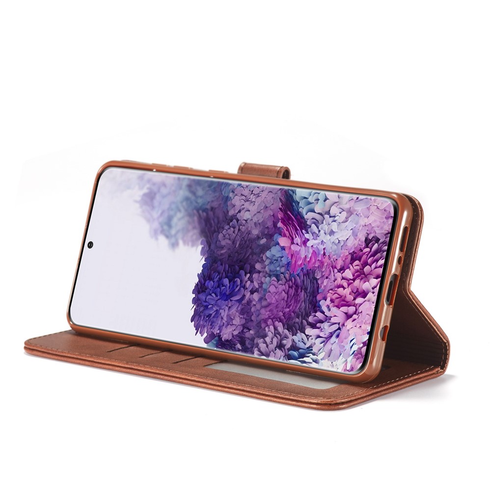 LC.IMEEKE Leather Wallet Case for Samsung Galaxy A71 - Coffee-4