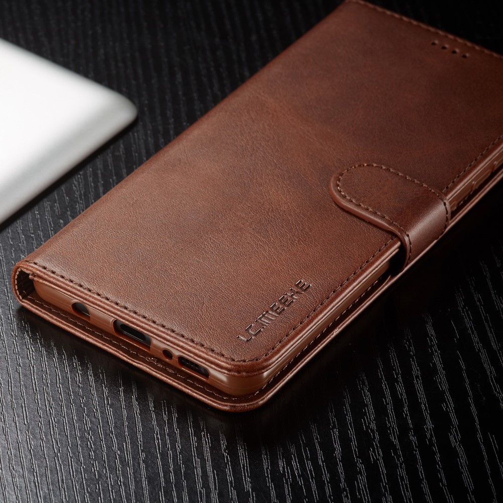 LC.IMEEKE Leather Wallet Case for Samsung Galaxy A71 - Coffee-9