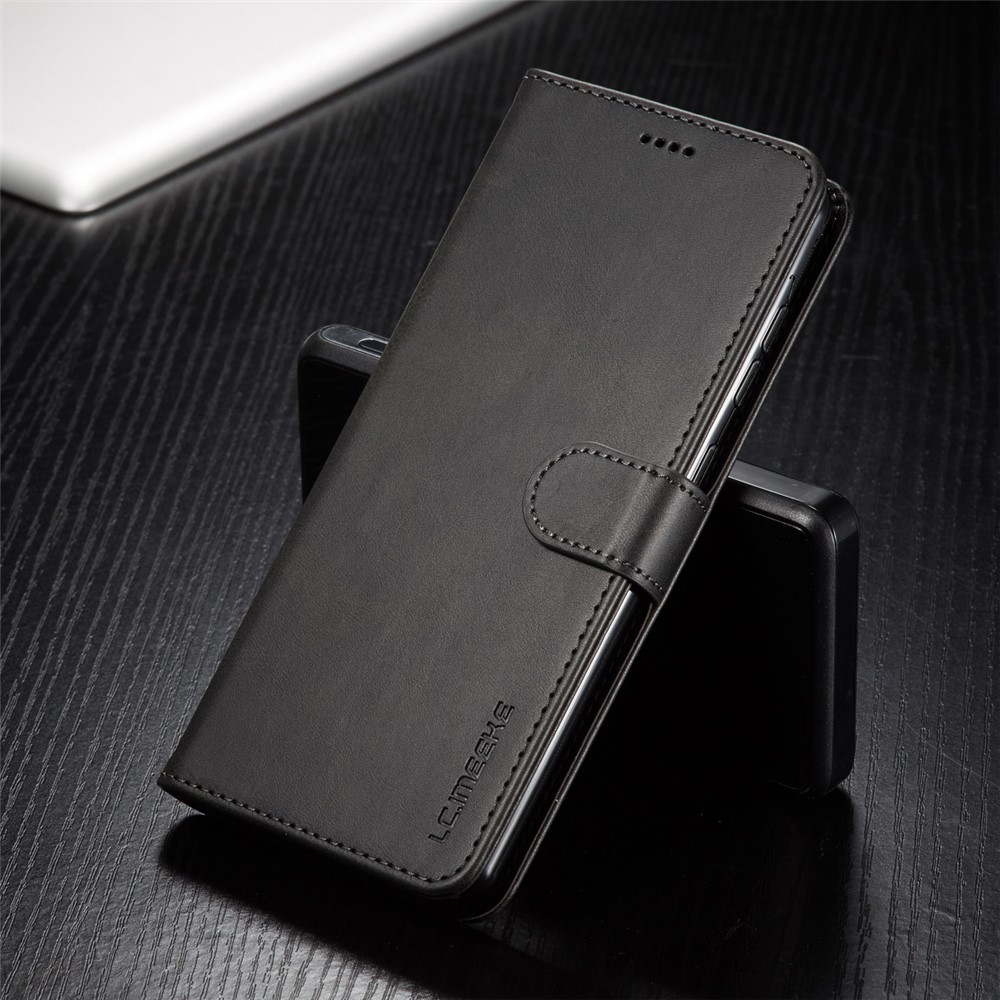 LC.IMEEKE Leather Wallet Case for Samsung Galaxy A71 - Black-2