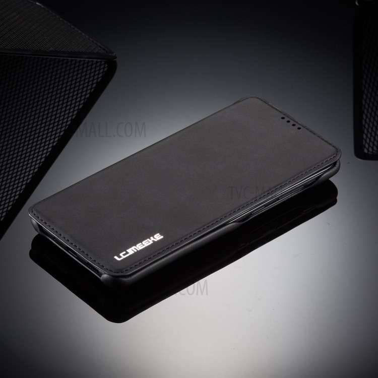 LC.IMEEKE Retro Style PU Leather Card Holder Case for Samsung Galaxy S20 - Black-11