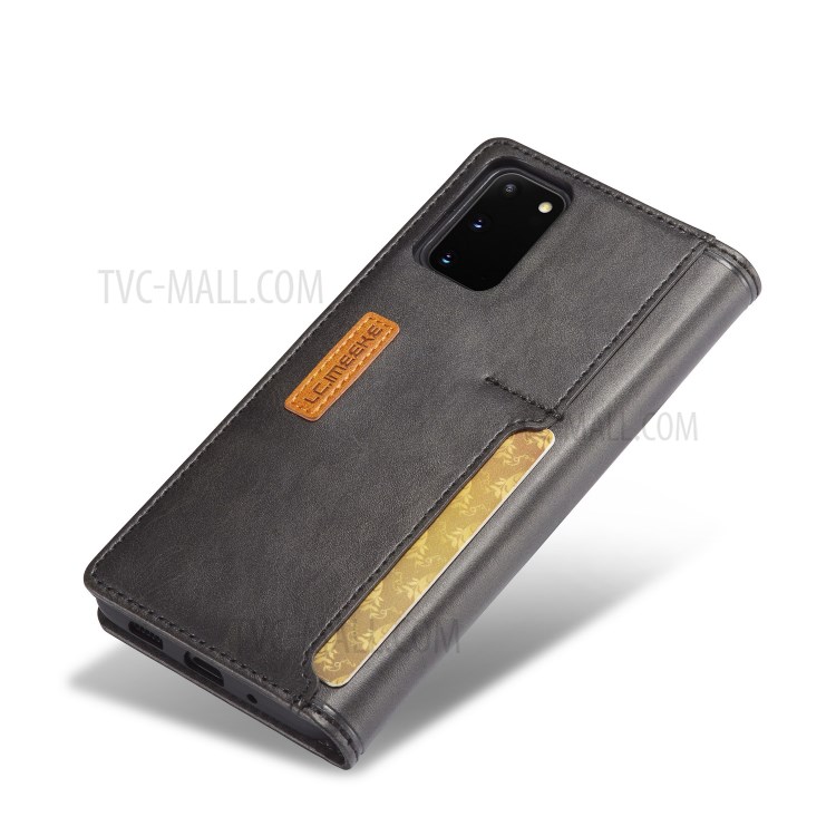 LC.IMEEKE Retro Style LC-001 Series PU Leather Card Holder Case for Samsung Galaxy S20 - Black-7