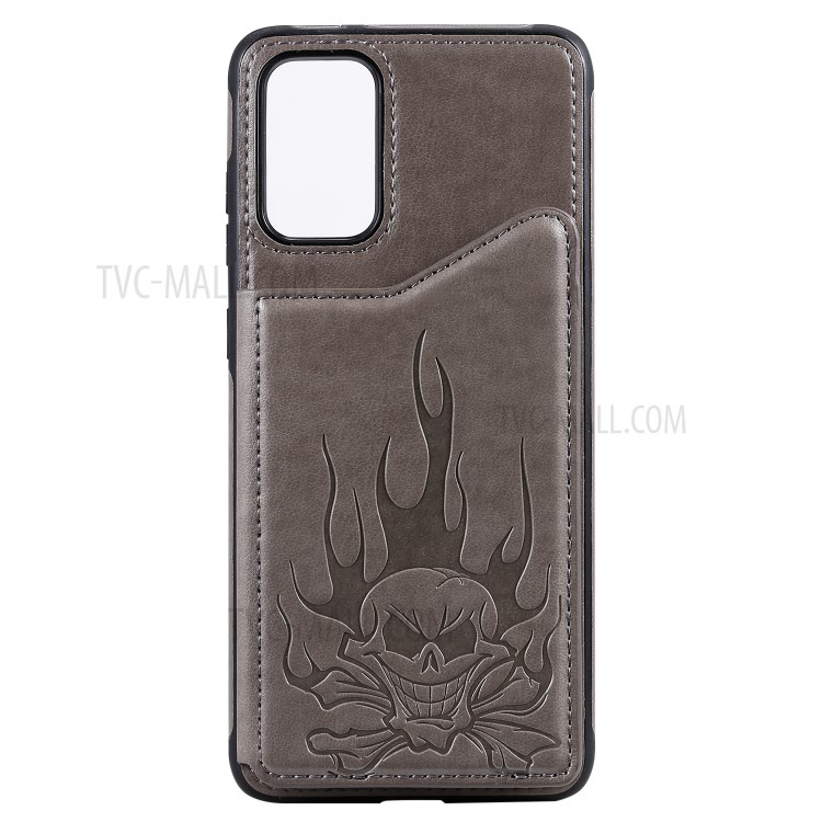 PU Leather Coated TPU Skeleton Imprinting Shell for Samsung Galaxy S20 Plus - Grey-3