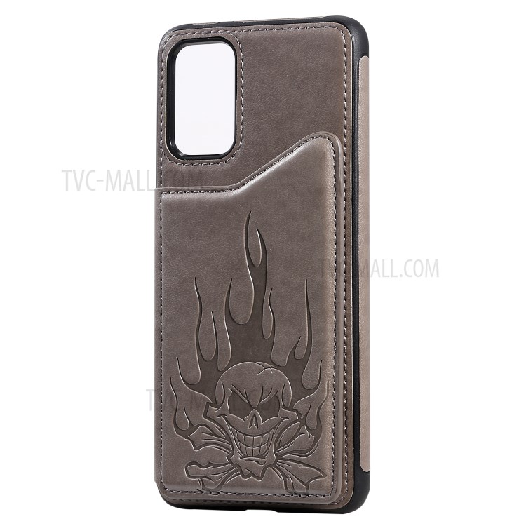 PU Leather Coated TPU Skeleton Imprinting Shell for Samsung Galaxy S20 Plus - Grey-4