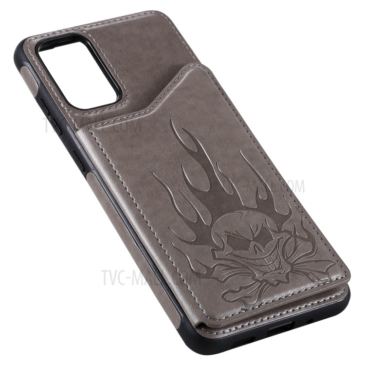 PU Leather Coated TPU Skeleton Imprinting Shell for Samsung Galaxy S20 Plus - Grey-7