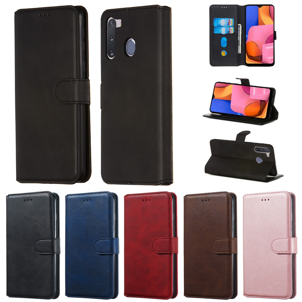 Com Carteira Capa de Couro Flip Para Samsung Galaxy A21 - Preto-15