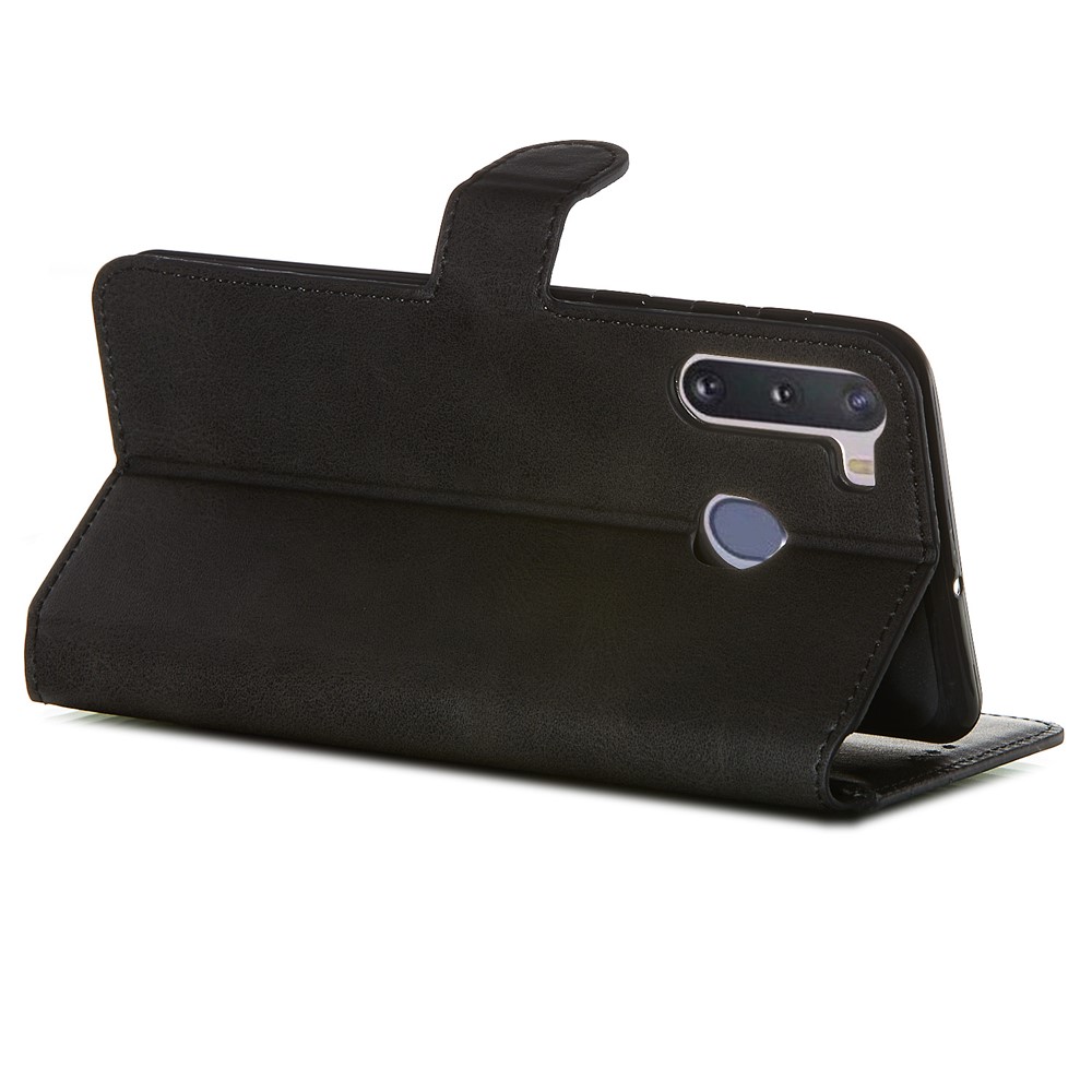 Com Carteira Ficar Estojo De Couro Da Aleta Para Samsung Galaxy A21 - Preto-3
