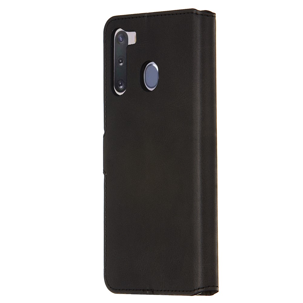 Con Estuche de Cuero Flip de Billetera Para Samsung Galaxy A21 - Negro