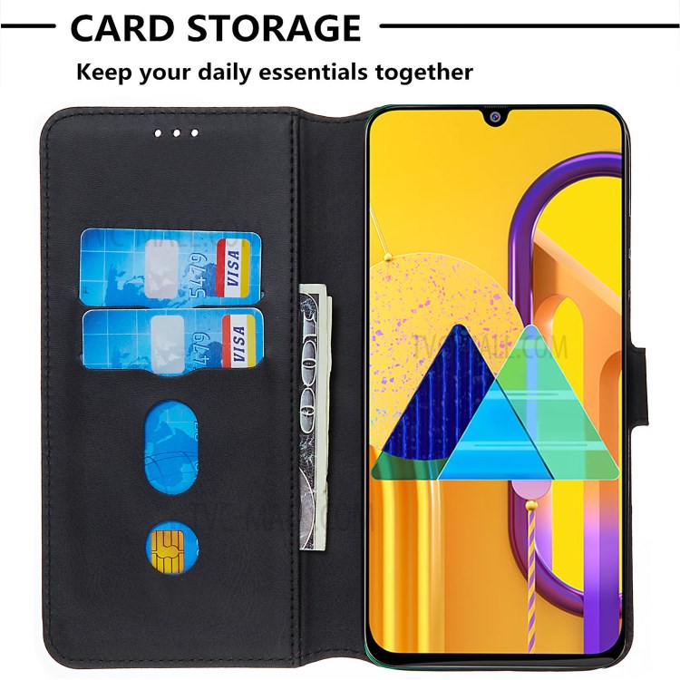 Classic Style Wallet Leather Stand Case for Samsung Galaxy M30s - Black-9