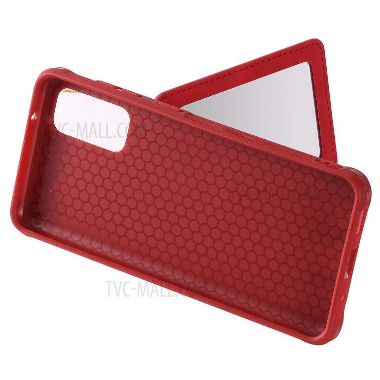 With Mirror Drop-proof Phone Case for Samsung Galaxy S20 - Red-12