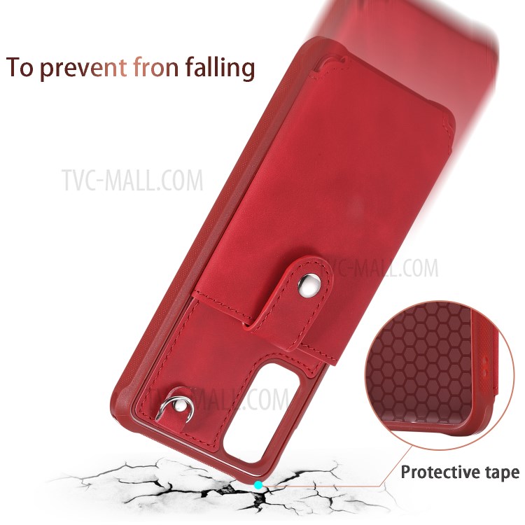 With Mirror Drop-proof Phone Case for Samsung Galaxy S20 - Red-4