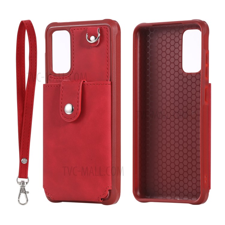 With Mirror Drop-proof Phone Case for Samsung Galaxy S20 - Red-8