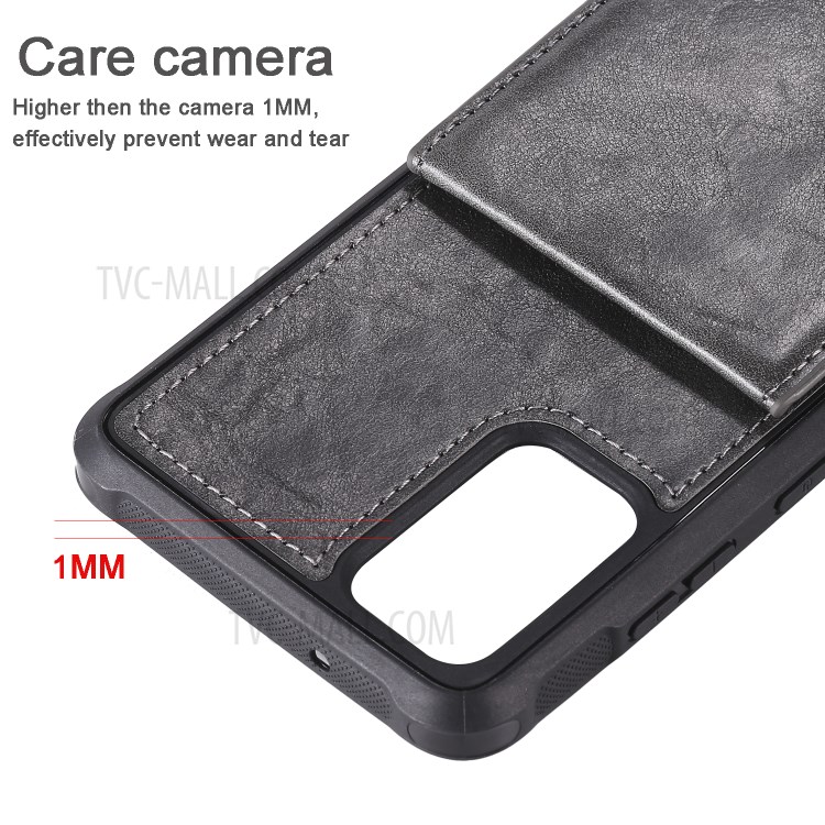 Kickstand PU Leather Coated TPU with Card Holders Phone Cover for Samsung Galaxy S20 Plus - Grey-10