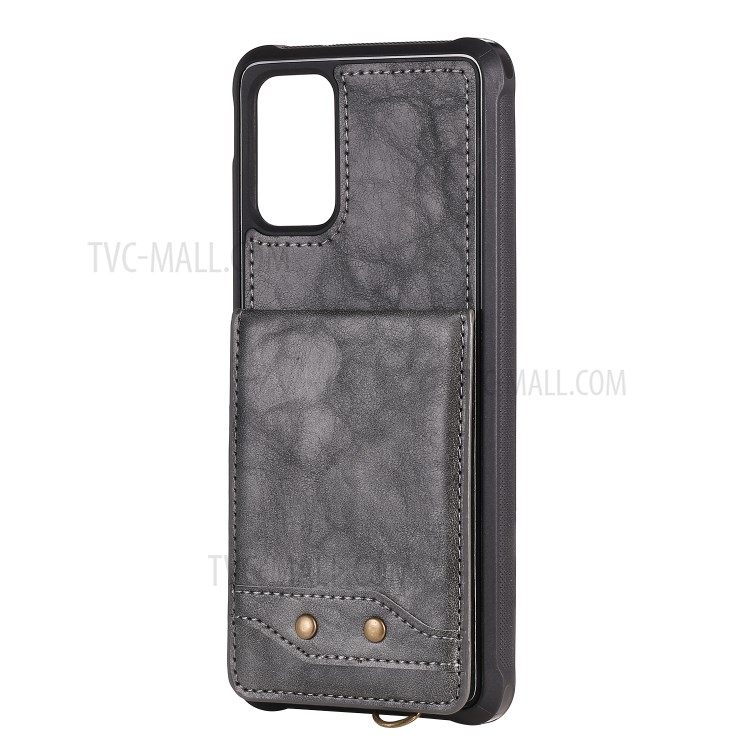 Kickstand PU Leather Coated TPU with Card Holders Phone Cover for Samsung Galaxy S20 Plus - Grey-2