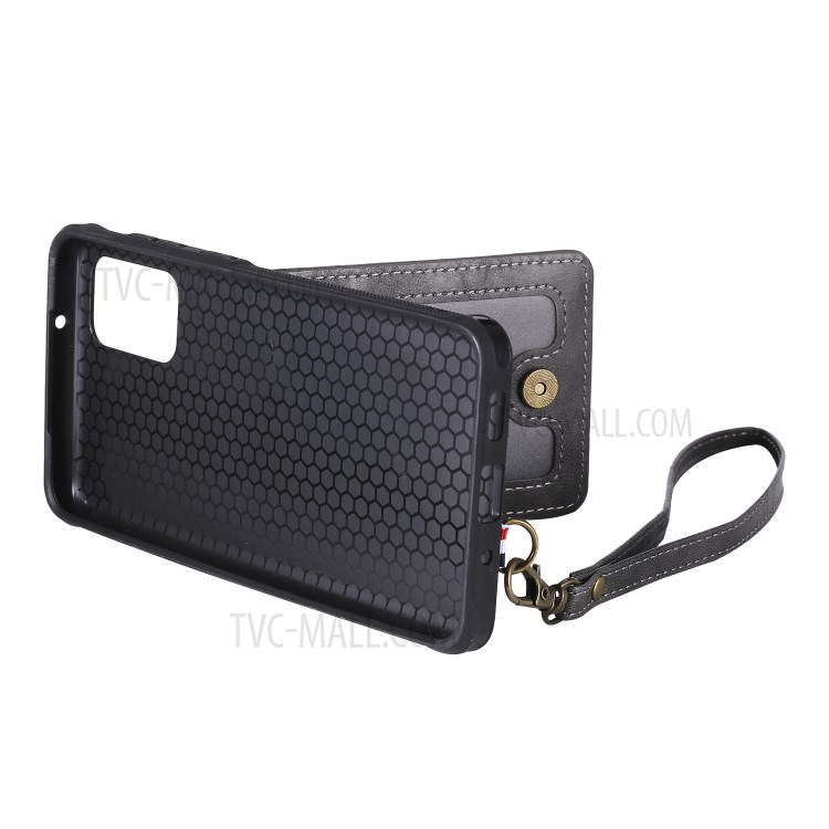 Kickstand PU Leather Coated TPU with Card Holders Phone Cover for Samsung Galaxy S20 Plus - Grey-4