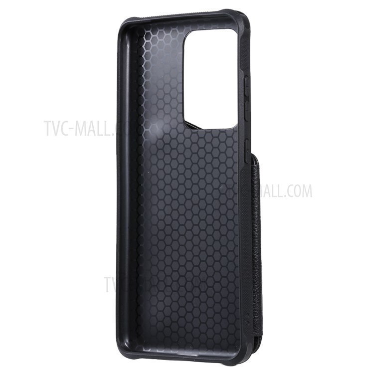 Zipper Pocket Leather Coated TPU Card Holder Shell with Kickstand for Samsung Galaxy S20 Ultra - Black-4