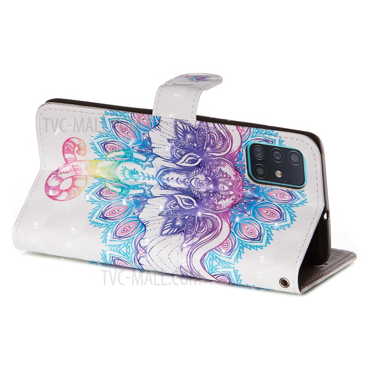 Light Spot Decor Patterned Leather Wallet Stand Case for Samsung Galaxy A51 - Abstract Animal-4