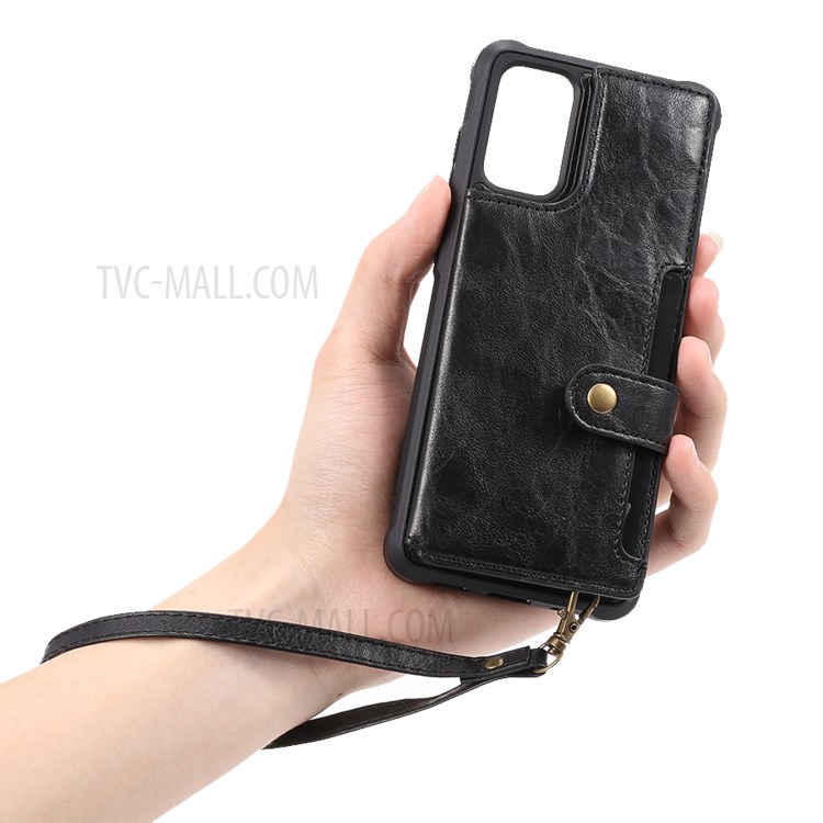 PU Leather Coated TPU Case Wallet Kickstand Case for Samsung Galaxy S20 Plus - Black-11