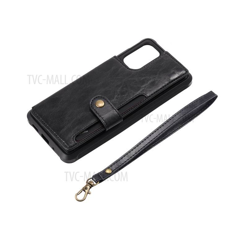 PU Leather Coated TPU Case Wallet Kickstand Case for Samsung Galaxy S20 Plus - Black-12