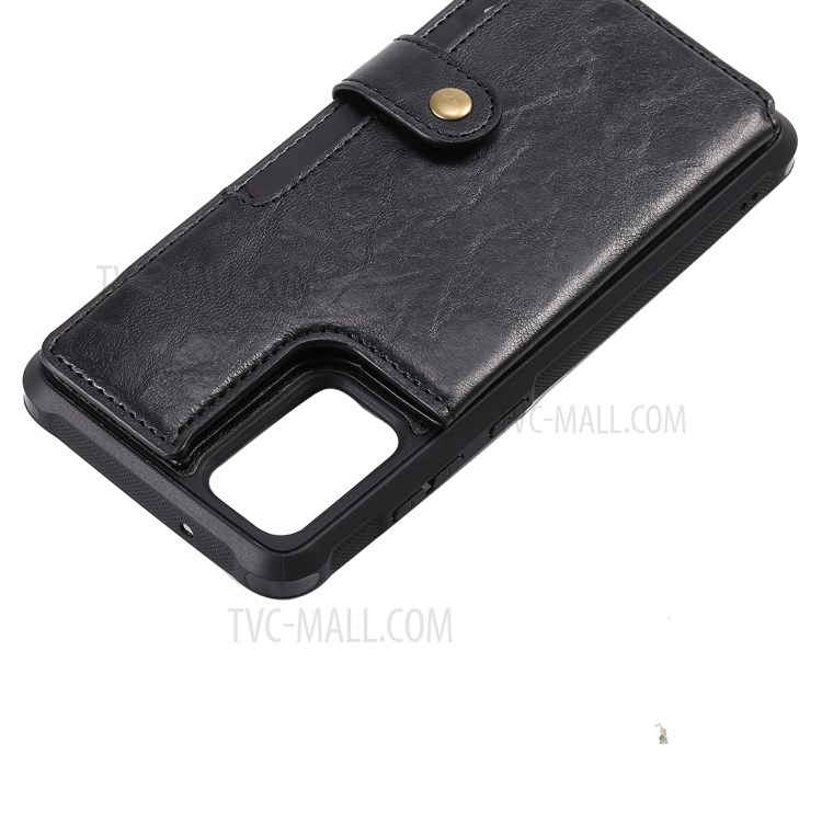 PU Leather Coated TPU Case Wallet Kickstand Case for Samsung Galaxy S20 Plus - Black-14