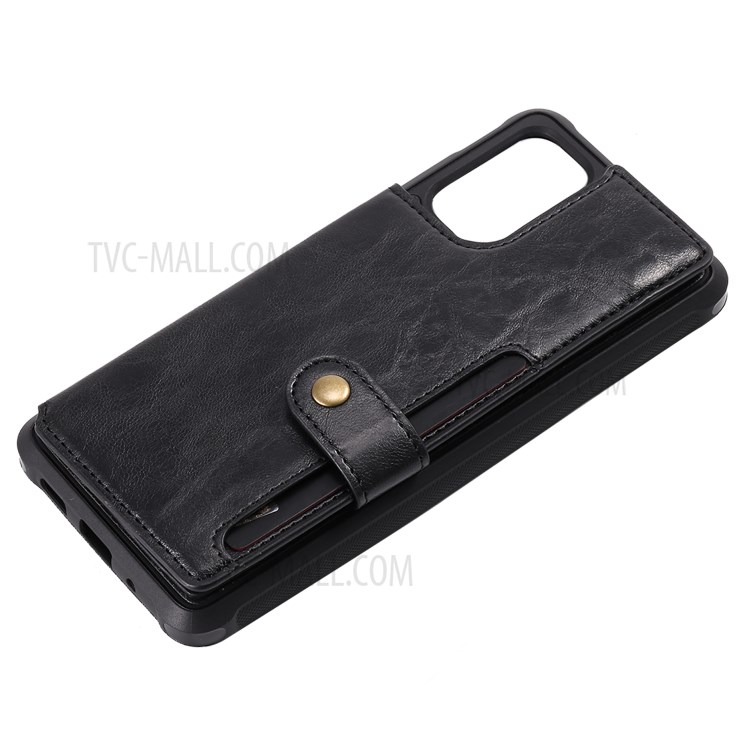 PU Leather Coated TPU Case Wallet Kickstand Case for Samsung Galaxy S20 Plus - Black-15